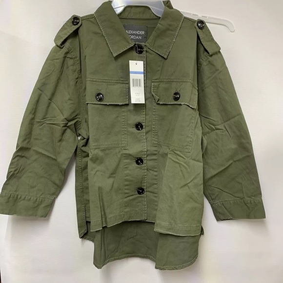 Alexander Jordan Women's Lightly Frayed Hem Utility Jacket MSRP$79 Size L New - Picture 2 of 8